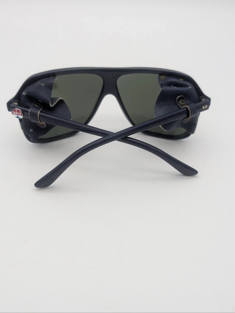 Vintage (1980s) I Ski Climbing Aviator Mirror Sunglasses w/Leather Blinders